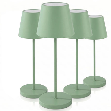 (4 pcs) LED Table Lamp - GGM Gastro MERLE MINI - Rechargeable - Cordless - 3-step dimmable - Ø110mm - Mint - with Charging Dock