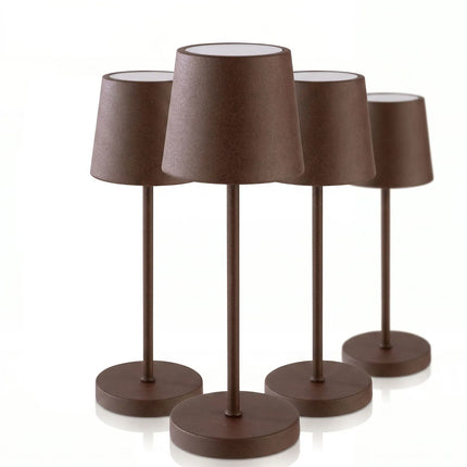 (4 pcs) LED Table Lamp - GGM Gastro MERLE MINI - Rechargeable - Cordless - 3-step dimmable - Ø90mm - Grid - with Charging Dock