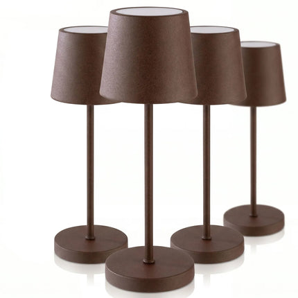 (4 pcs) LED Table Lamp - GGM Gastro MERLE MINI - Rechargeable - Cordless - 3-step dimmable - Ø110mm - Grid - with Charging Dock