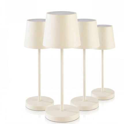 (4 pcs) LED Table Lamp - GGM Gastro MERLE MINI - Rechargeable - Cordless - 3-step dimmable - Ø90mm - Whisper White - with Charging Dock