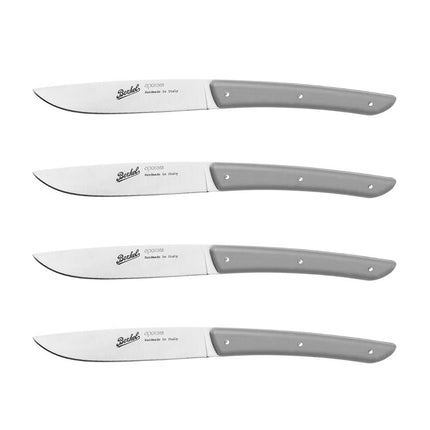 (4 pieces) BERKEL | Steak Knife Set – 110 mm Blade - AISI 420C Stainless - Grey Handles