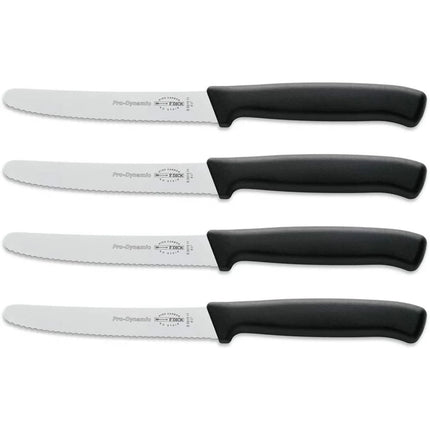 (4 pieces) F. DICK | Bread knife set – 12 cm blade - micro-serrated - black handle - ProDynamic