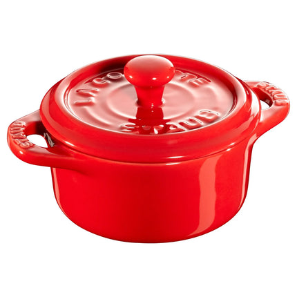 (4) STAUB| Ceramic Mini Cocotte Set, Round – Cherry Red - Ø 100 mm - 0.20 L Each