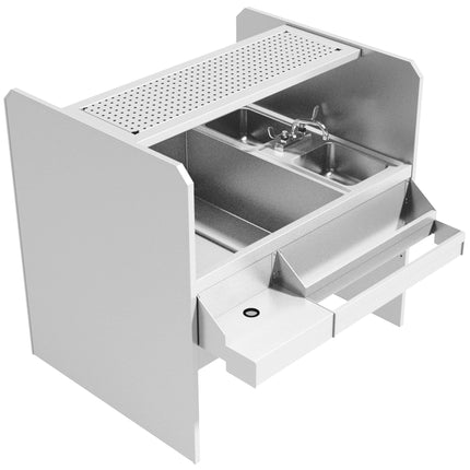 Trạm pha chế xuyên inox có bàn ráo đục lỗ Advance Tabco PR-44X42SP-10-L Prestige (thùng đá bên trái)