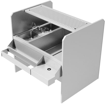 Quầy pha chế xuyên suốt có kệ để ráo đục lỗ Advance Tabco PR-44X30SP-10-R Prestige Series, thùng đá bên phải