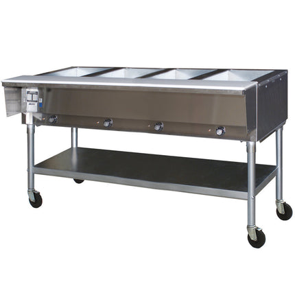 Bàn giữ nóng thức ăn di động Eagle Group SPDHT4 bốn khay toàn inox - Giếng hở, 120V