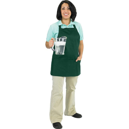 Tạp dề yếm ngắn vải poly-cotton có thể tùy chỉnh Chef Revival xanh lá đậm, túi 3 ngăn