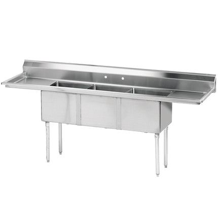 Bồn rửa công nghiệp ba ngăn gia công Advance Tabco FE-3-1515-15RL 191 cm kèm hai mặt ráo 38 cm