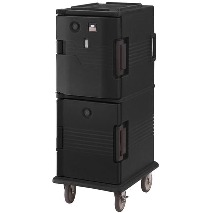 Tủ giữ thực phẩm bằng điện ngăn trên nóng / ngăn dưới thụ động Cambro Ultra Camcart UPCHT8002110 màu đen - 220V (chỉ dùn