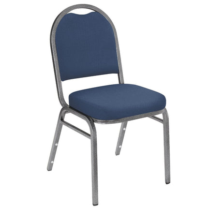 Ghế xếp chồng dáng vòm đệm ngồi 5 cm khung bạc bọc vinyl National Public Seating 9204-SV - Màu xanh dương đêm