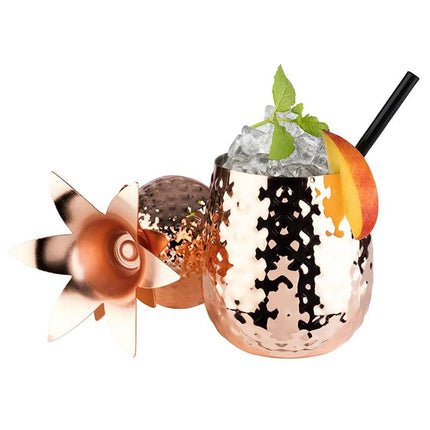 (6 pcs) Coffee Mug GGM Gastro PINEAPPLE - 500ml - Copper - with Lid