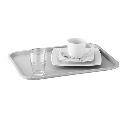 (6 pcs) GGM Gastro FAST FOOD Tray - FAST FOOD - Polypropylene - 410x305mm - Height: 25mm - Grey - non-slip surface