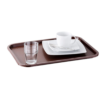 (6 pcs) GGM Gastro FAST FOOD Tray - FAST FOOD - Polypropylene - 410x305mm - Height: 25mm - Brown - non-slip surface