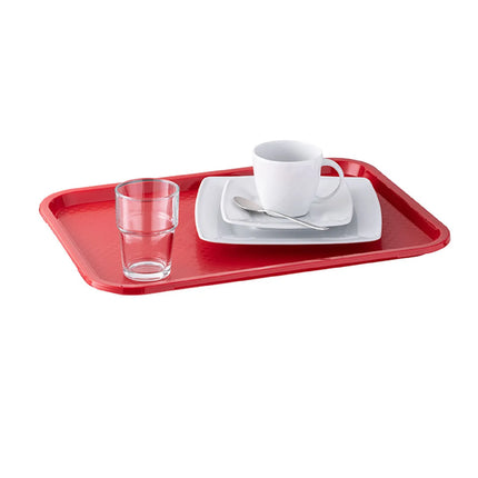 (6 pcs) GGM Gastro FAST FOOD Tray - FAST FOOD - Polypropylene - 410x305mm - Height: 25mm - Red - non-slip surface