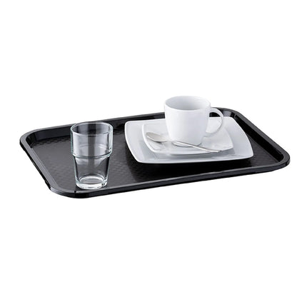 (6 pcs) GGM Gastro FAST FOOD Tray - Polypropylene - 410x305mm - Height: 25mm - Black - non-slip surface