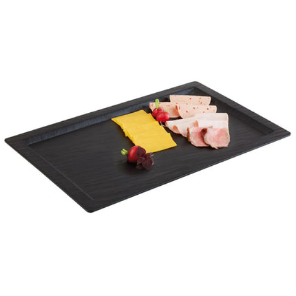 (6 pcs) GN 1/1 Gastronorm Tray - GGM Gastro SLATE - Melamine - 530x325mm - Height: 15mm - Black