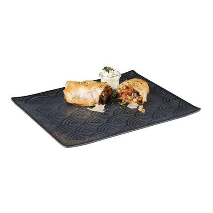 (6 pcs) GN 1/2 Gastronorm Tray - GGM Gastro DARK WAVE - Melamine - 325x265mm - Height: 20mm - Black