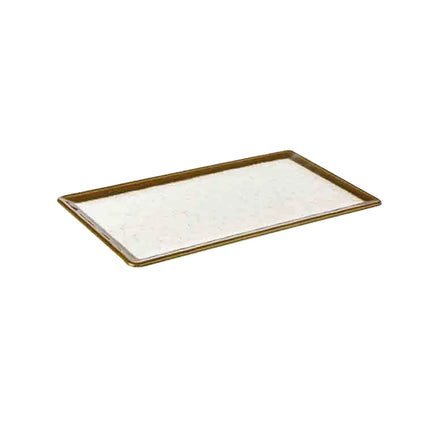 (6 pcs) GN 1/3 Gastronorm Tray - GGM Gastro STONE ART - Melamine - 325x176mm - Height: 15mm - Brown/White