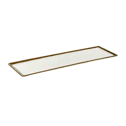 (6 pcs) GN 2/4 Gastronorm Tray - GGM Gastro STONE ART - Melamine - 530x162mm - Height: 15mm - Brown/White