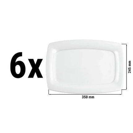 (6 pcs) SELTMANN WEIDEN | Savoy Gourmet Plates – Rectangular – Porcelain – White – 355×245 mm