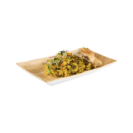 (6 pcs) Serving Tray - GGM Gastro BAMBOO - Melamine - 210x130mm - Height: 30mm - Beige/White