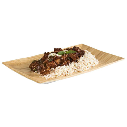 (6 pcs) Serving Tray - GGM Gastro BAMBOO - Melamine - 345x215mm - Height: 30mm - Beige/White