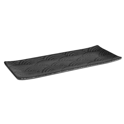 (6 pcs) Serving Tray - GGM Gastro DARK WAVE - Melamine - 290x120mm - Height: 15mm - Black