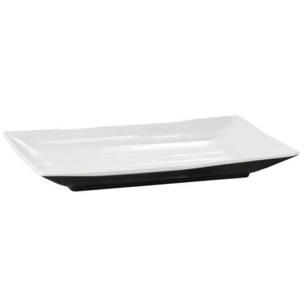 (6 pcs) Serving Tray - GGM Gastro HALFTONE - Melamine - 245x150mm - Height: 30mm - Black/White