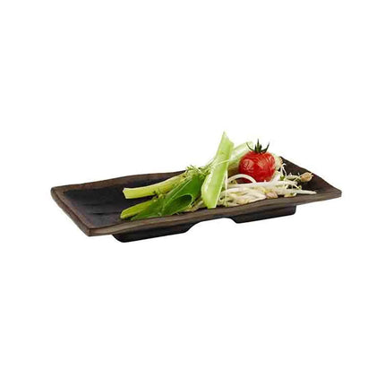 (6 pcs) Serving Tray - GGM Gastro MARONE - Melamine - 195x95mm - Height: 20mm - Black/Brown