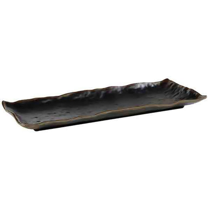 (6 pcs) Serving Tray - GGM Gastro MARONE - Melamine - 390x160mm - Height: 30mm - Black/Brown