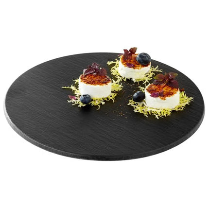(6 pcs) Serving Tray - GGM Gastro SLATE - Melamine - Ø300mm - Height: 10mm - Black