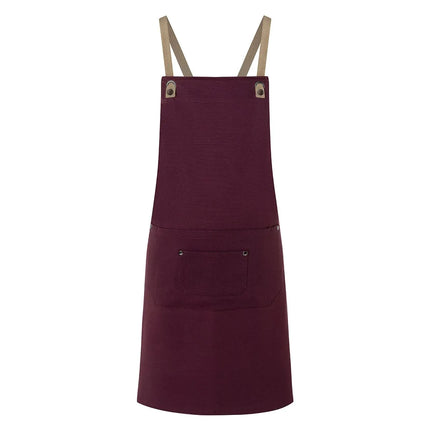(6 pieces) KARLOWSKY | Adjustable Cross-Back Bib Apron Urban Nature – Aubergine - 700×850 mm