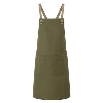 (6 pieces) KARLOWSKY | Adjustable Cross-Back Bib Apron Urban Nature – Moss Green - 700×850 mm
