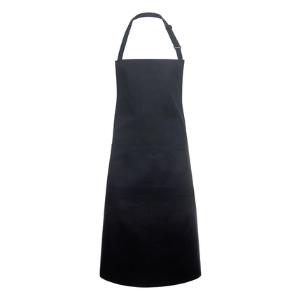 (6 pieces) KARLOWSKY | Basic Chef Bib Apron with Pocket – Black - 750×900 mm - 2-Section Pocket