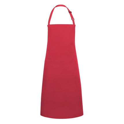 (6 pieces) KARLOWSKY | Basic Chef Bib Apron with Pocket – Raspberry - 750×900 mm - 2-Section Pocket