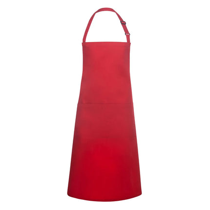 (6 pieces) KARLOWSKY | Basic Chef Bib Apron with Pocket – Red - 750×900 mm - 2-Section Pocket