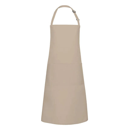 (6 pieces) KARLOWSKY | Basic Chef Bib Apron with Pocket – Sand - 750×900 mm - 2-Section Pocket