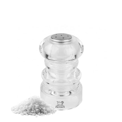 (6 pieces) PEUGEOT | NANCY Salt Shaker Set – Clear Acrylic, Stainless Steel Top – H 90 mm