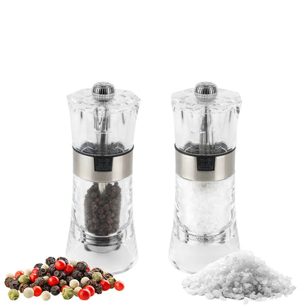 (6 pieces) PEUGEOT | OSLO - Salt & Pepper Mill - Acrylic/Stainless Steel - Height: 140mm