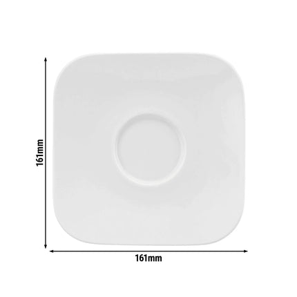 (6 pieces) SELTMANN WEIDEN | Square Espresso Saucer – White - 160 x 160 mm - High-Gloss Porcelain