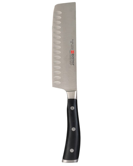 Dao Nakiri Wusthof Classic Ikon 17.8 cm - Lưỡi Rỗng, Cán Đen (4187-7/17)
