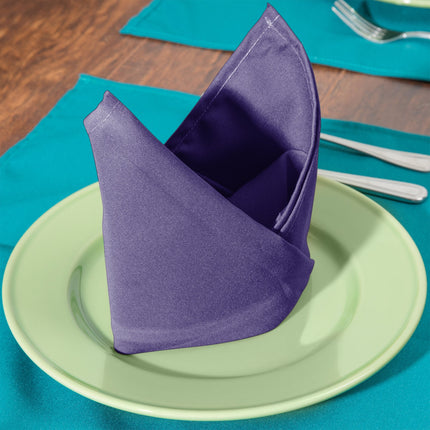 Khăn ăn tím bằng polyester 100% Intedge 51 cm x 51 cm - Gói 12 cái
