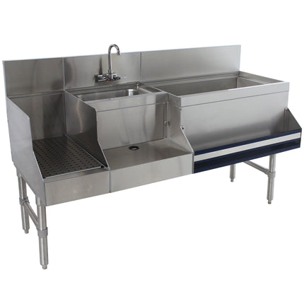 Trạm bar tốc độ inox tấm lạnh 10 mạch thùng đá bên phải Advance Tabco PRU-19-60R-10 Prestige Series 152 x 64 cm