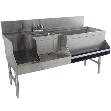 Quầy pha chế nhanh inox Advance Tabco PRU-24-60R-10 Prestige với tấm làm lạnh 10 mạch - 152 x 76 cm (thùng đá bên phải)