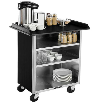 Xe đẩy phục vụ đồ uống inox Lakeside 678B 3 tầng mặt laminate đen 103,5 x 61 x 97 cm