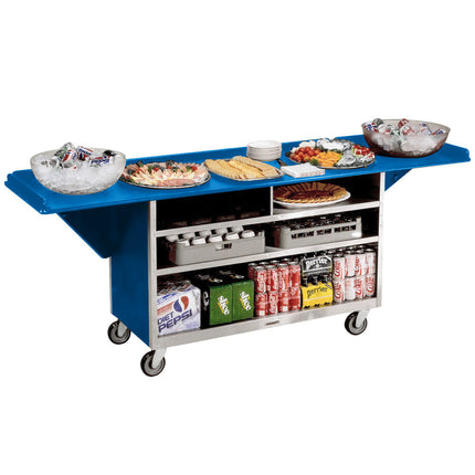Xe phục vụ đồ uống inox Lakeside 676BL 3 kệ cánh gập mặt laminate xanh dương - 157 x 61 x 97 cm