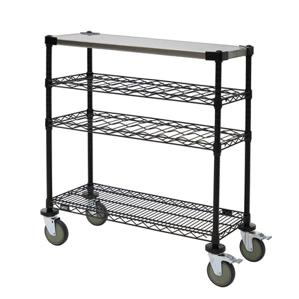 Xe Đẩy Tráng Miệng Chữ Nhật Quantum Food Service Thiết Kế Nhiều Tầng - Đen (WRC-1436WSBK-1SS)