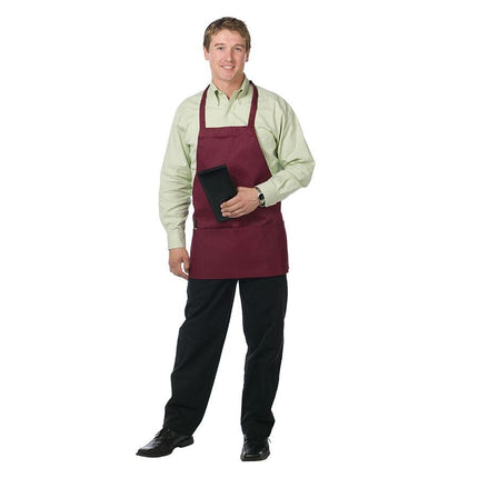 Tạp dề yếm ngắn vải poly-cotton có thể tùy chỉnh Chef Revival đỏ mận, 3 túi