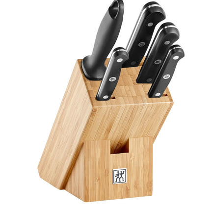 (7 pieces) ZWILLING | GOURMET Knife Block Set – Bamboo Block - Chef 20 cm - Slicing 16 cm - Bread 20 cm - Utility 13 cm - Paring 10 cm - Shears - Steel