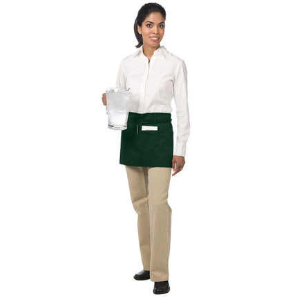 Tạp dề nửa thân vải poly-cotton có thể tùy chỉnh Chef Revival xanh lá đậm, 3 túi